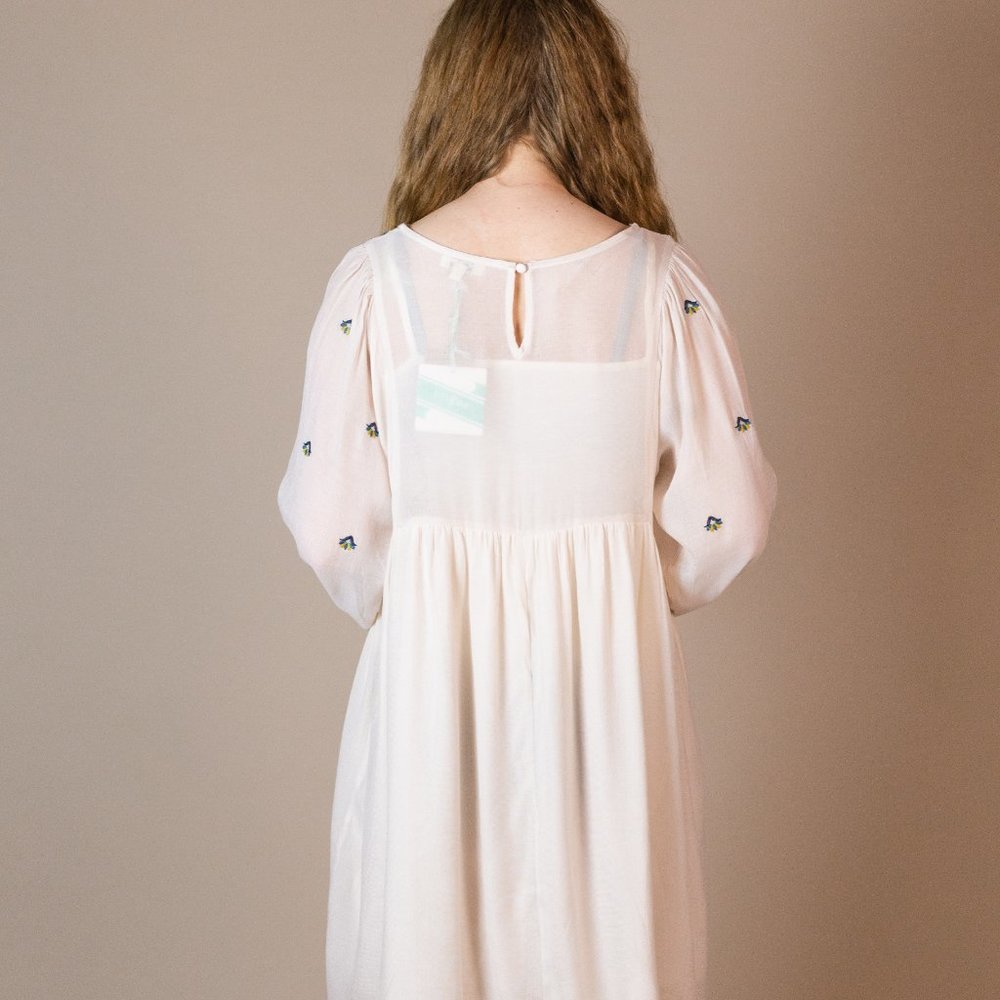 Umgee Floral Embroidered Babydoll Dress in Cream - Picture 2 of 2